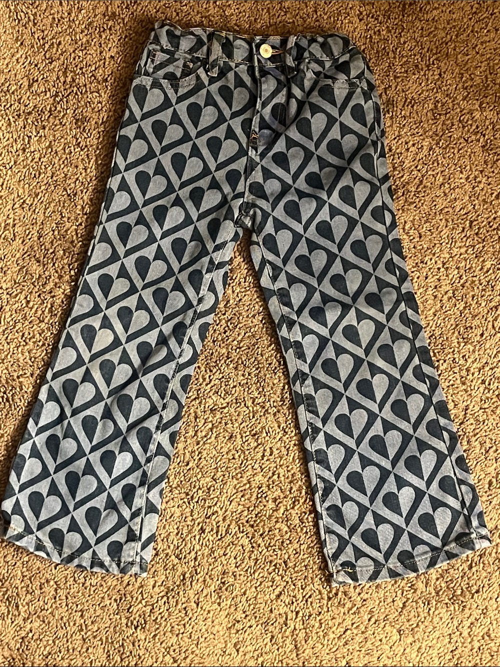 Kids Blue Patterned Flared Jeans